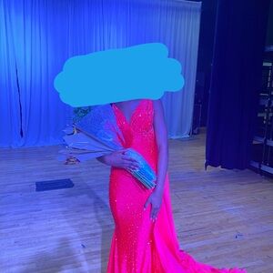 Elegant Pink Evening Gown with cape